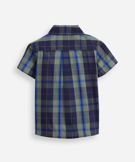 camisa infantil manga curta xadrez - verde