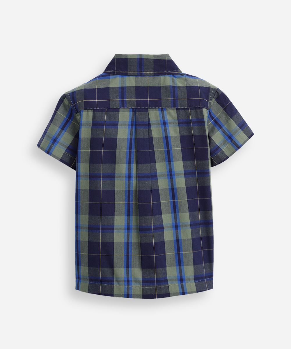 camisa infantil manga curta xadrez - verde