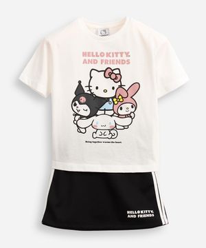 conjunto infantil com short saia hello kitty colorido