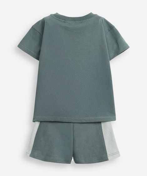 conjunto curto infantil com recorte verde
