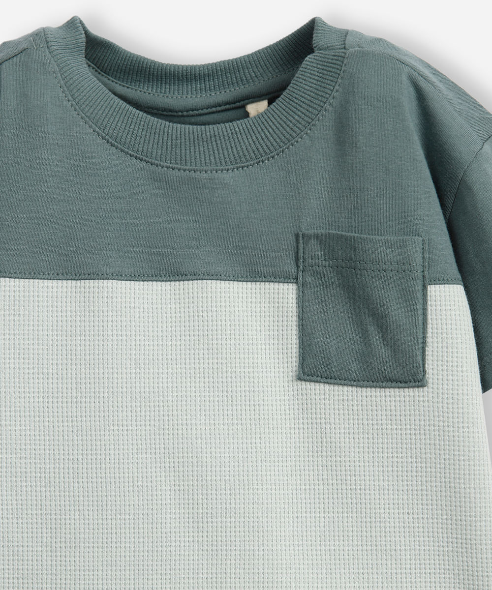 conjunto curto infantil com recorte verde