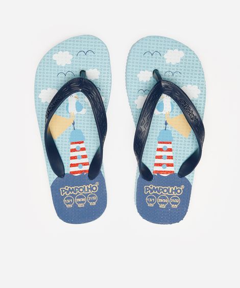 chinelo infantil pimpolho farol azul