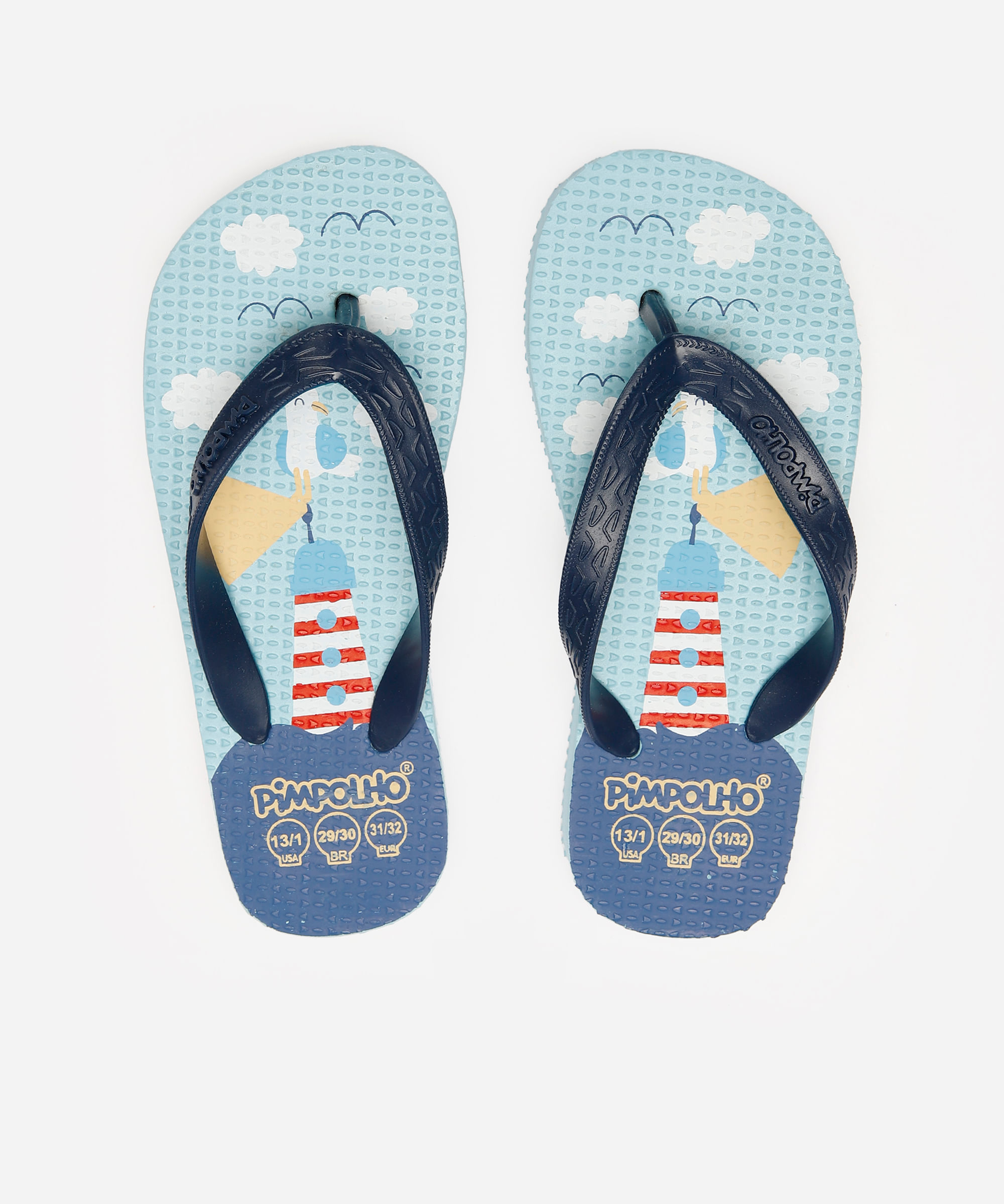 chinelo infantil pimpolho farol azul