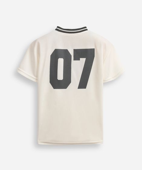 camiseta infantil esportiva com recortes off white