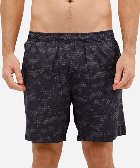 short masculino esportivo com compressão camuflado preto