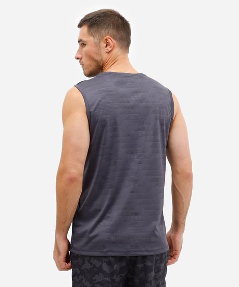 regata esportiva masculina com listras estampada cinza