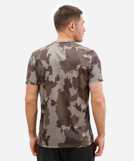 camiseta esportiva masculina com listras estampada verde