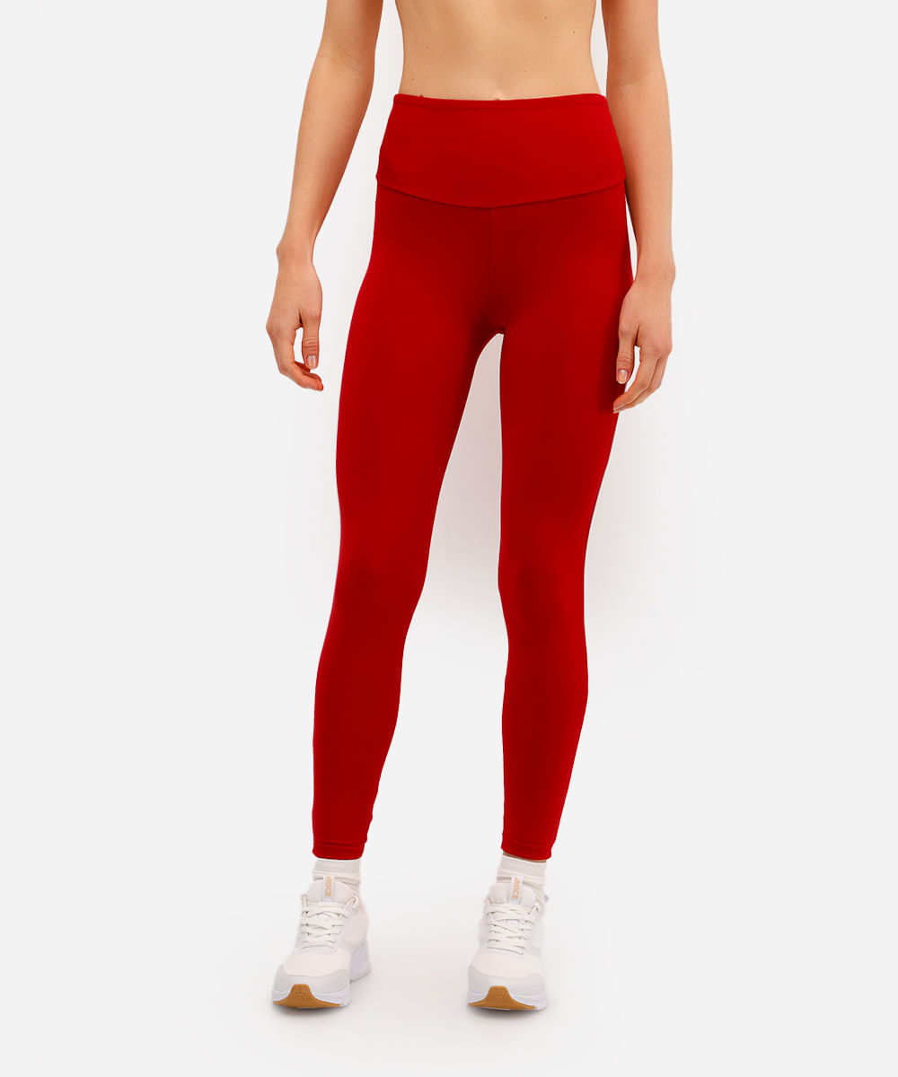 calça legging esportiva com nervuras vermelha