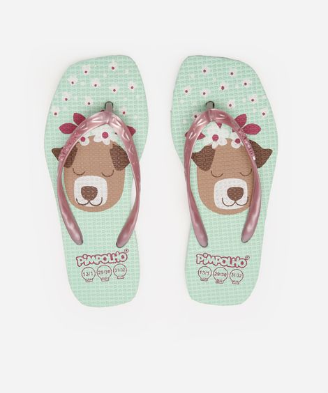 chinelo infantil pimpolho cachorrinho colorido