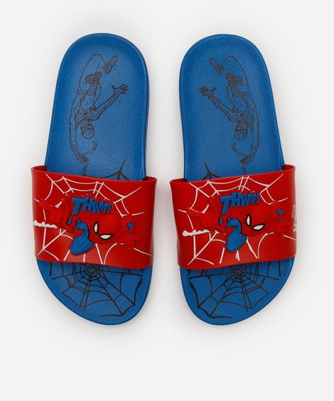 chinelo slide infantil homem aranha azul