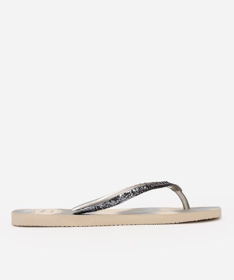 chinelo slim havaianas party bege
