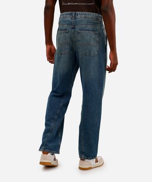 calça wide leg masculina jeans dirty azul