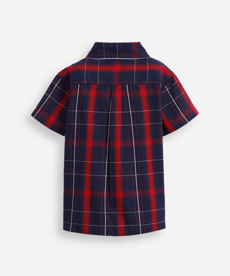 camisa infantil manga curta xadrez vermelha