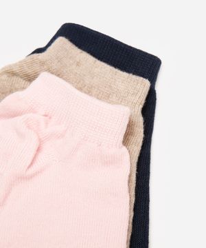kit de 3 meias femininas cano baixo colorida