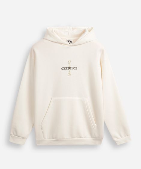 blusão juvenil de moletom com capuz one piece off white