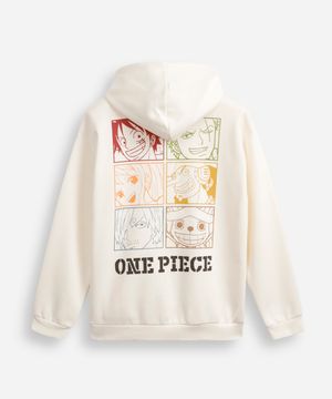 blusão juvenil de moletom com capuz one piece off white