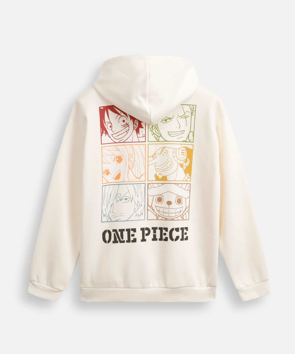 blusão juvenil de moletom com capuz one piece off white