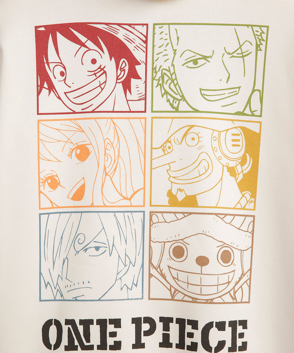 blusão juvenil de moletom com capuz one piece off white