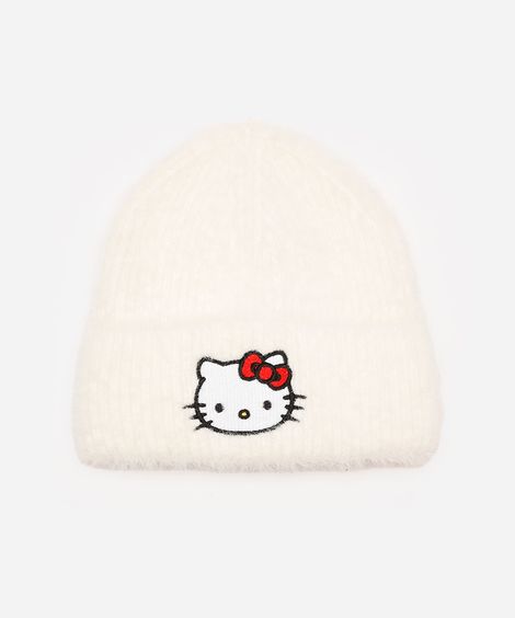 gorro infantil felpudo hello kitty - off white