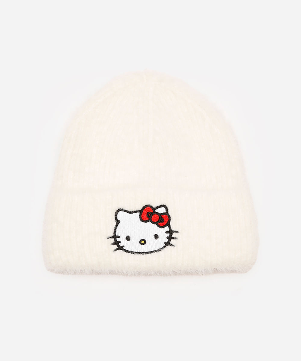 gorro infantil felpudo hello kitty - off white