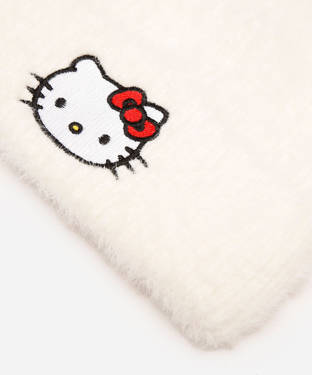 gorro infantil felpudo hello kitty - off white