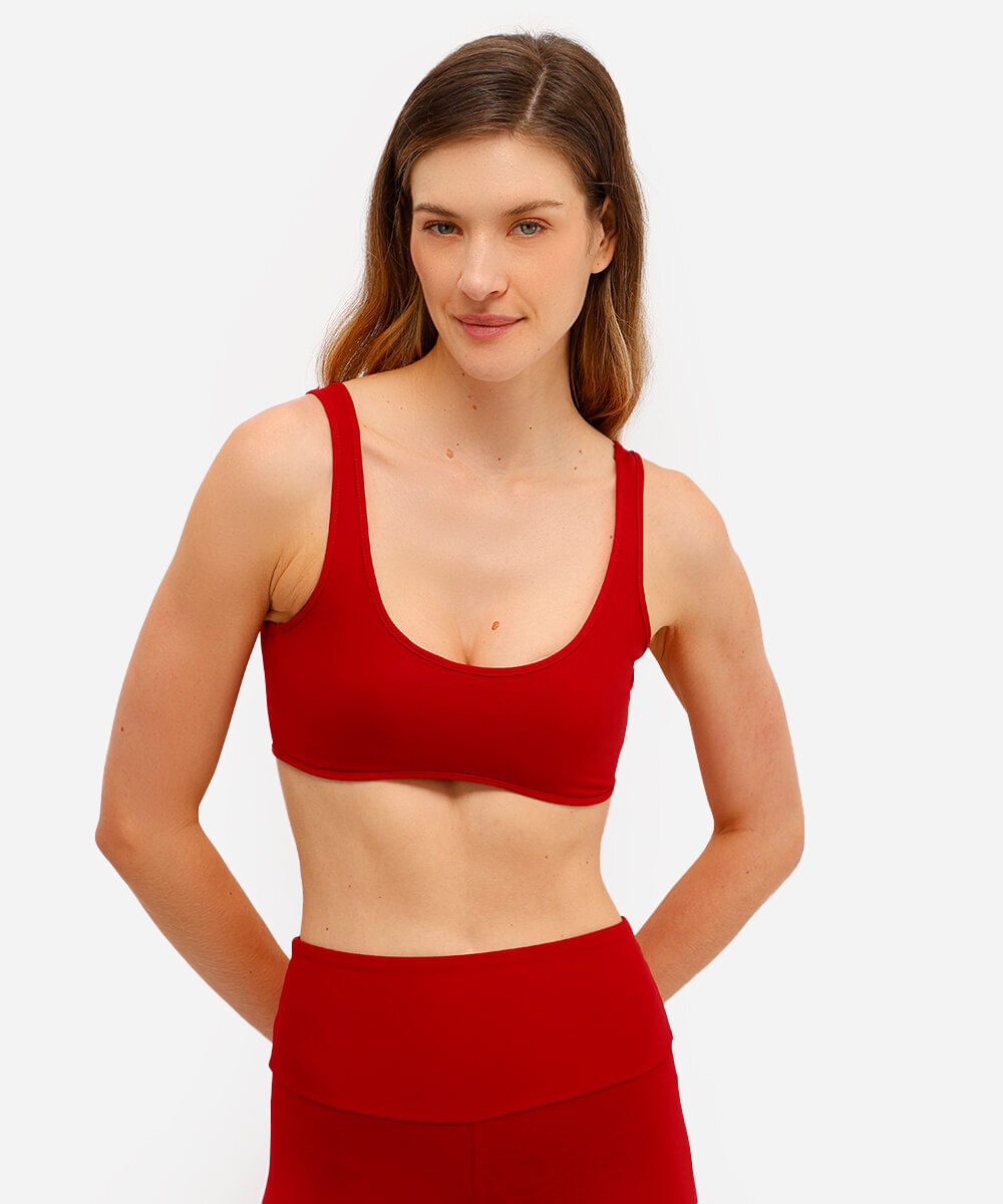 top feminino esportivo vermelho