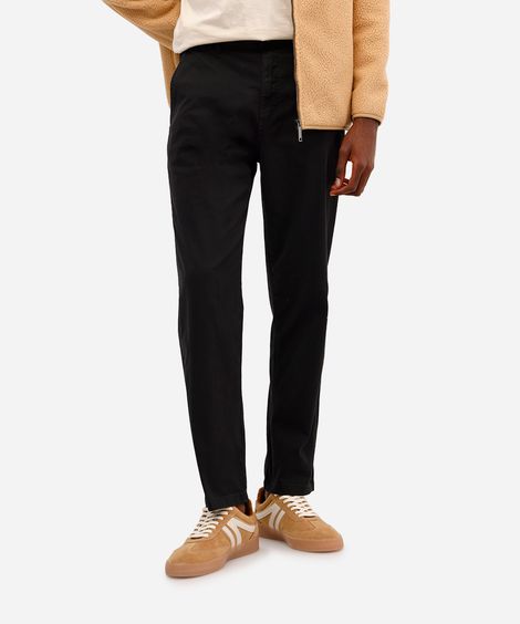 calça reta masculina de sarja preta