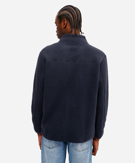 jaqueta masculina fleece com zíper azul