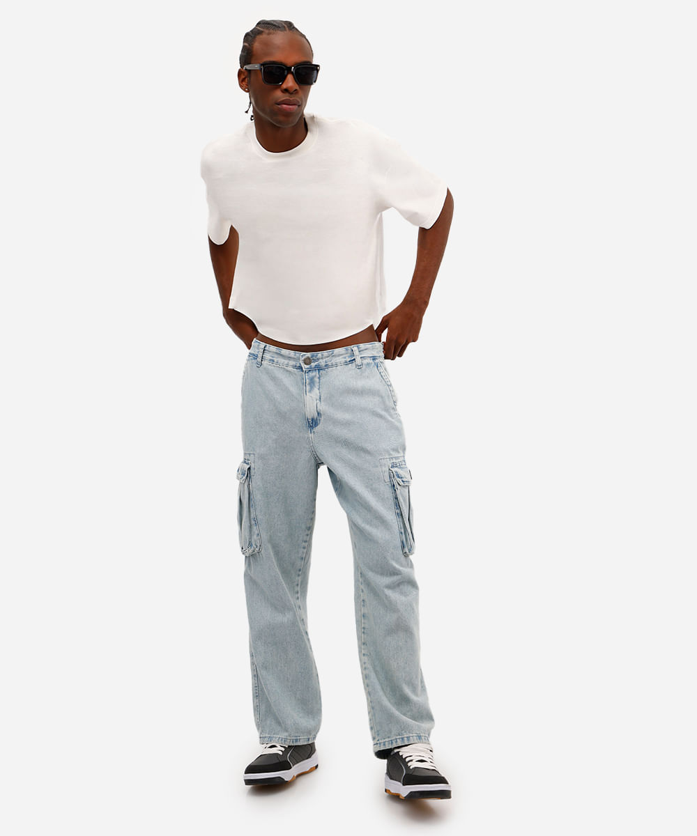 camiseta de algodão cropped off white