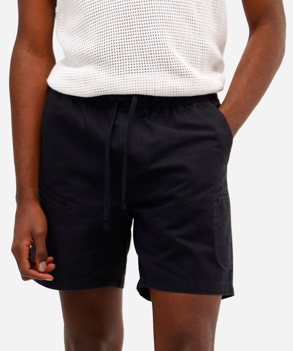 bermuda jogger masculina de sarja preta