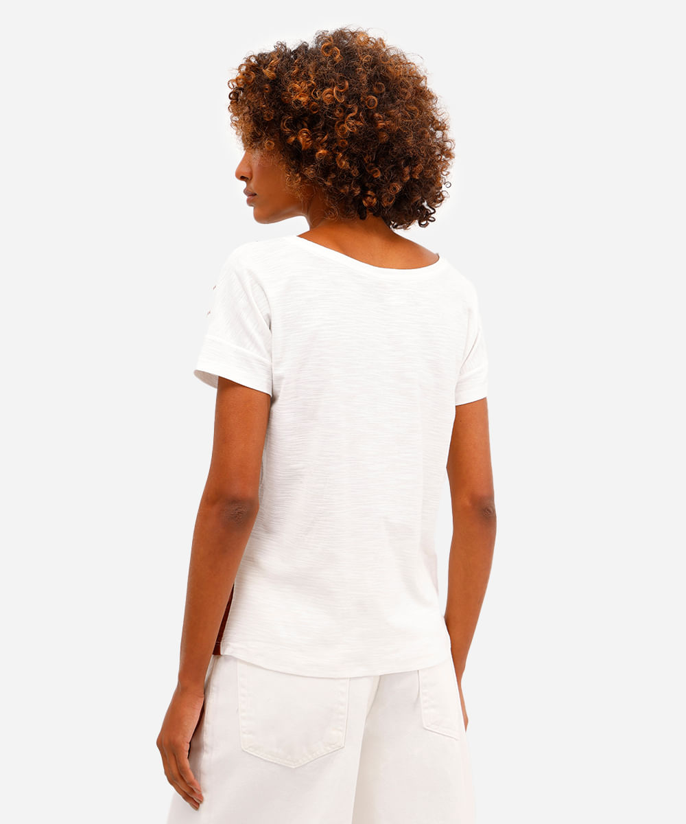 blusa feminina de algodão manga curta floral laranja