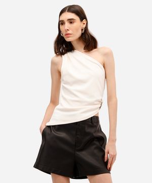 blusa ombro único feminina assimétrica off white