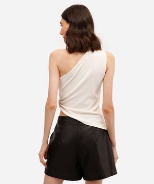blusa ombro único feminina assimétrica off white