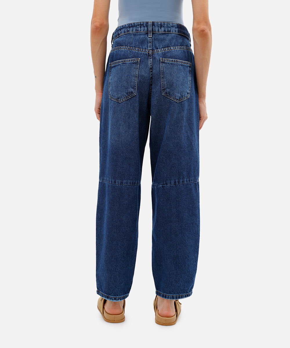 calça baggy feminina jeans cintura alta azul