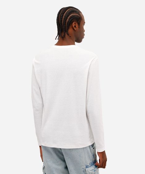 camiseta comfort masculina manga longa texturizada off white