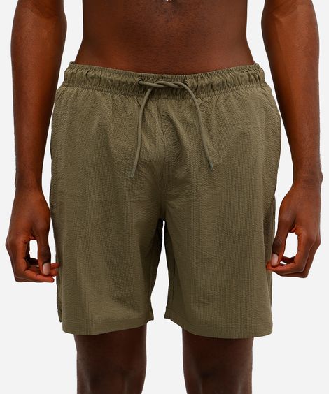 short masculino cós elástico texturizado verde