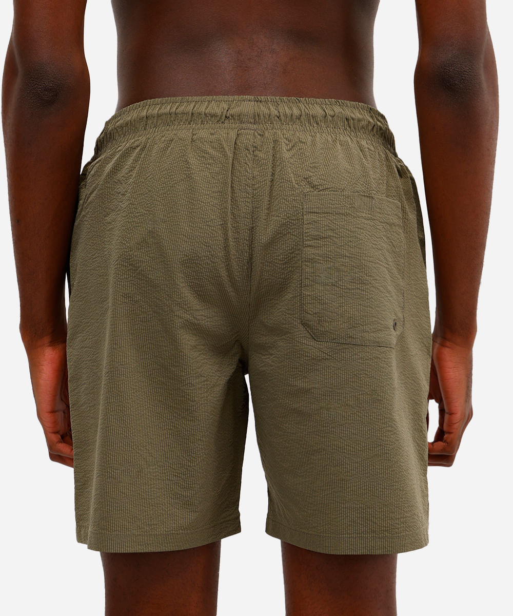 short masculino cós elástico texturizado verde
