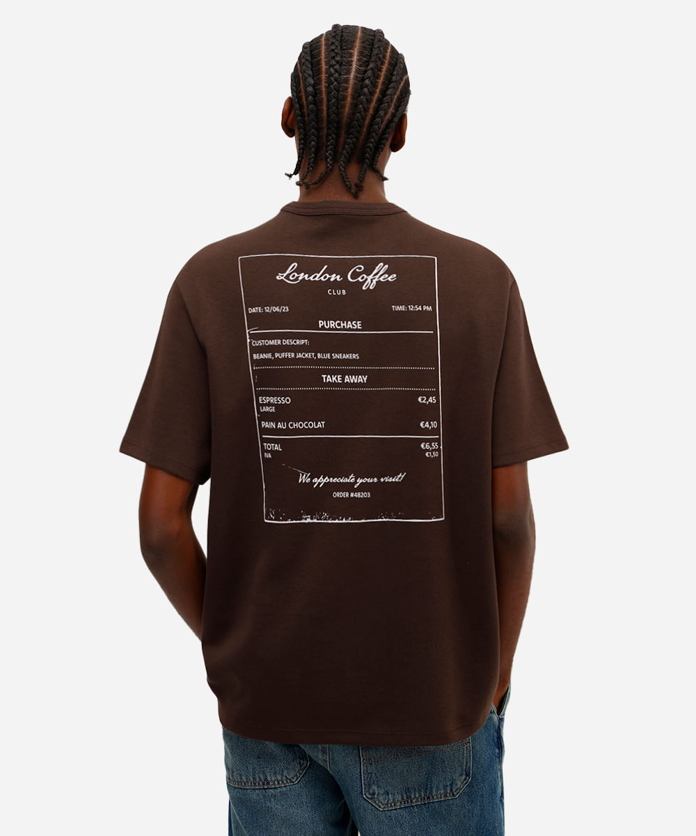 camiseta masculina de algodão london coffee marrom