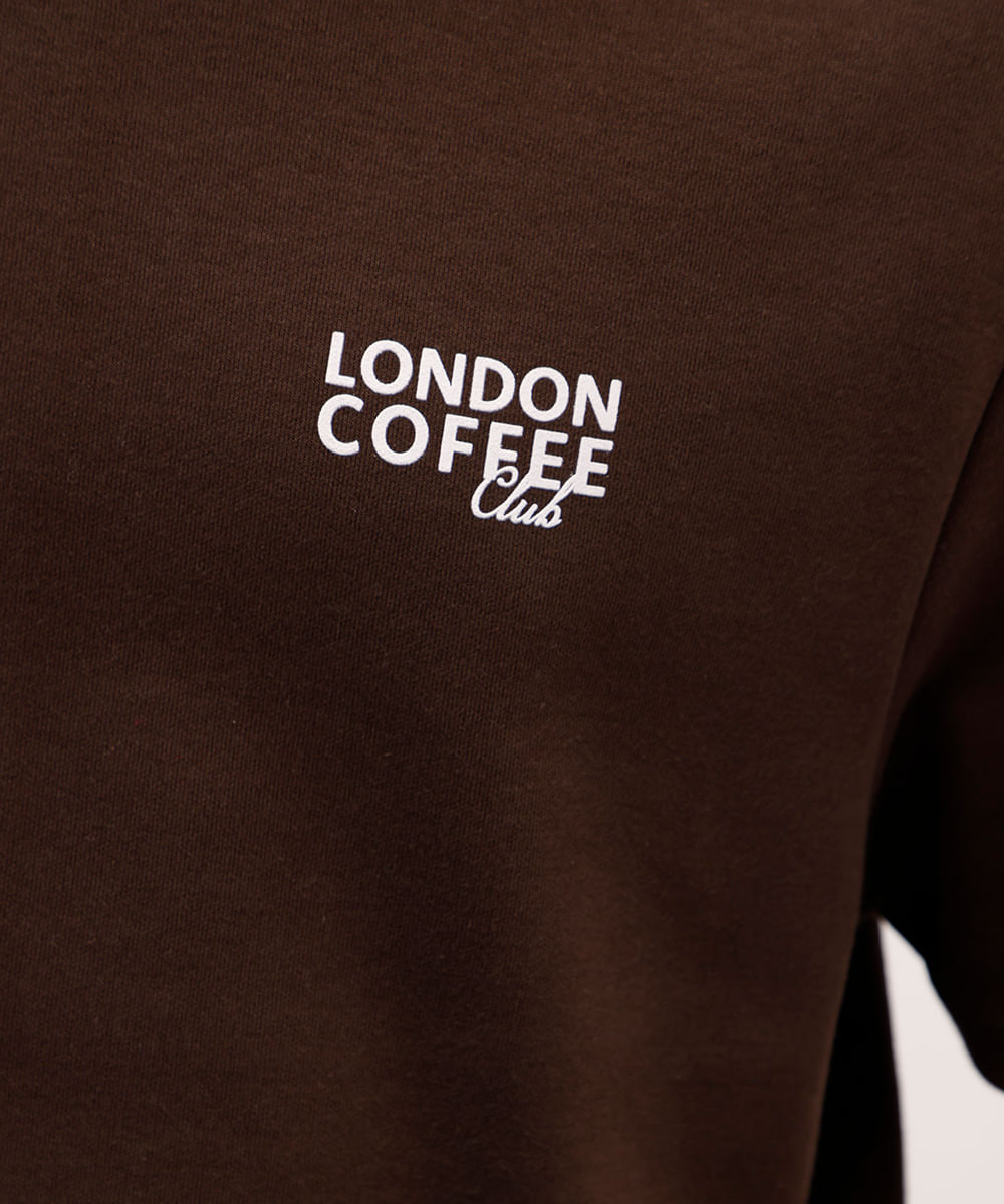camiseta masculina de algodão london coffee marrom
