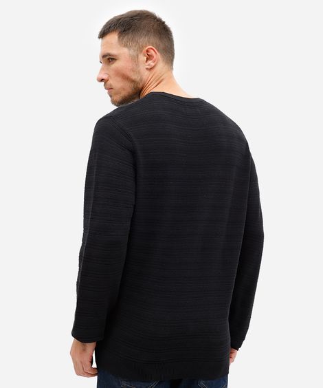 suéter masculino de tricot texturizado preto