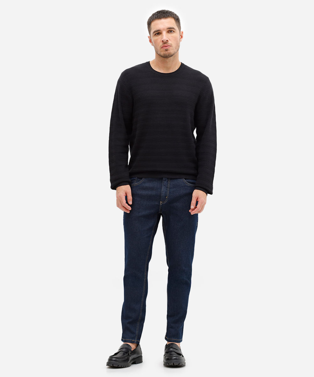 suéter masculino de tricot texturizado preto