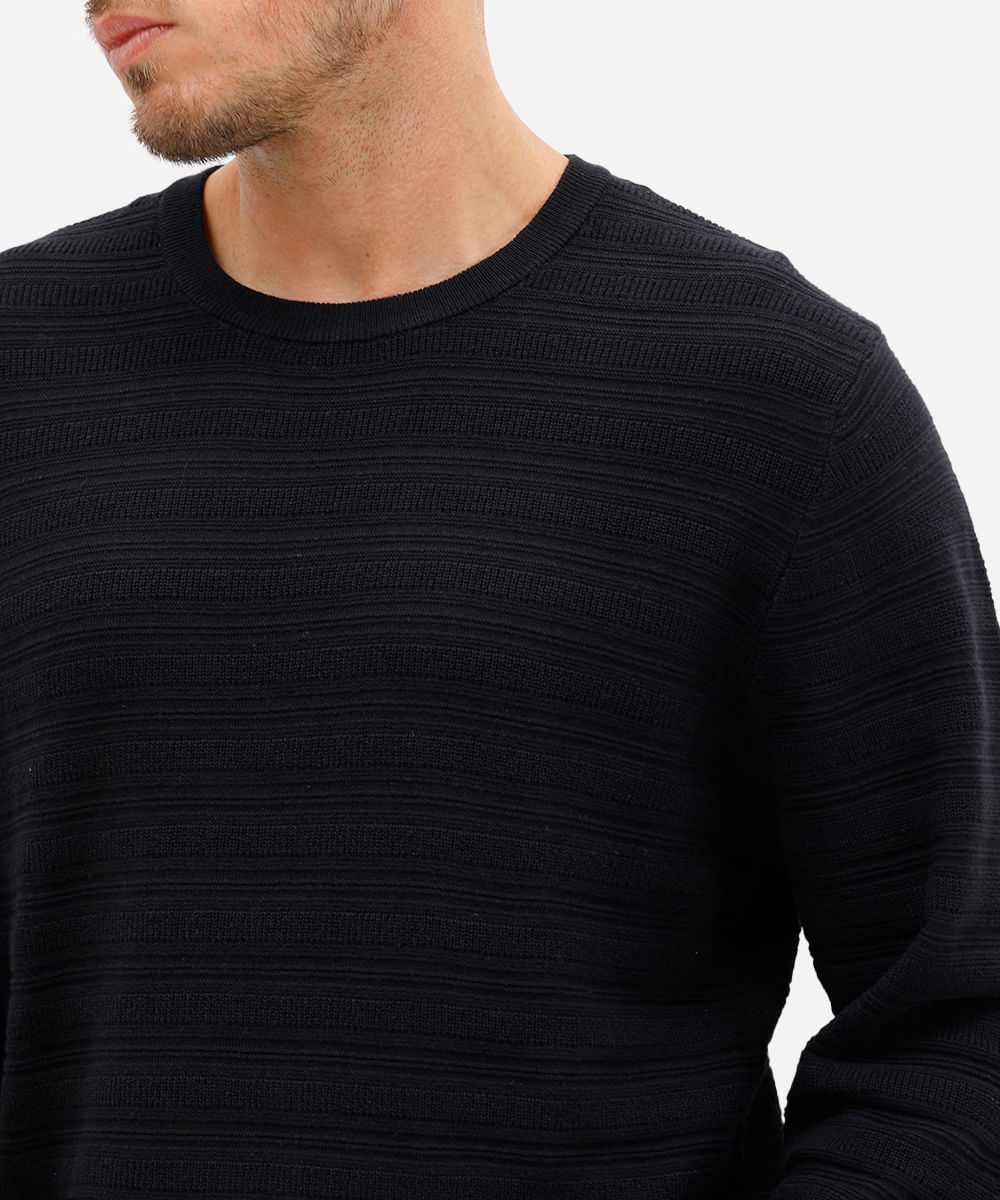 suéter masculino de tricot texturizado preto