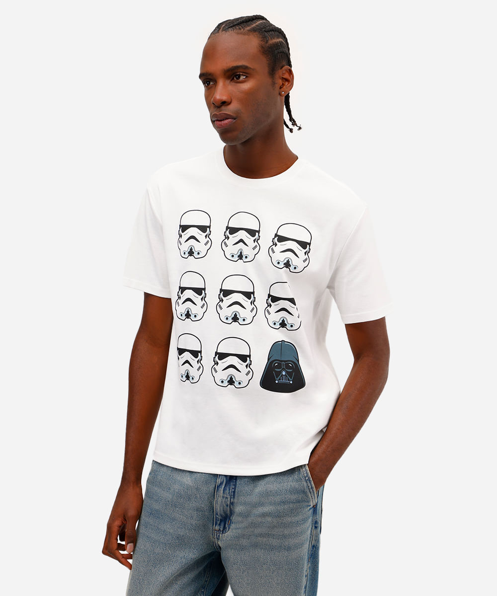 camiseta masculina manga curta star wars off white