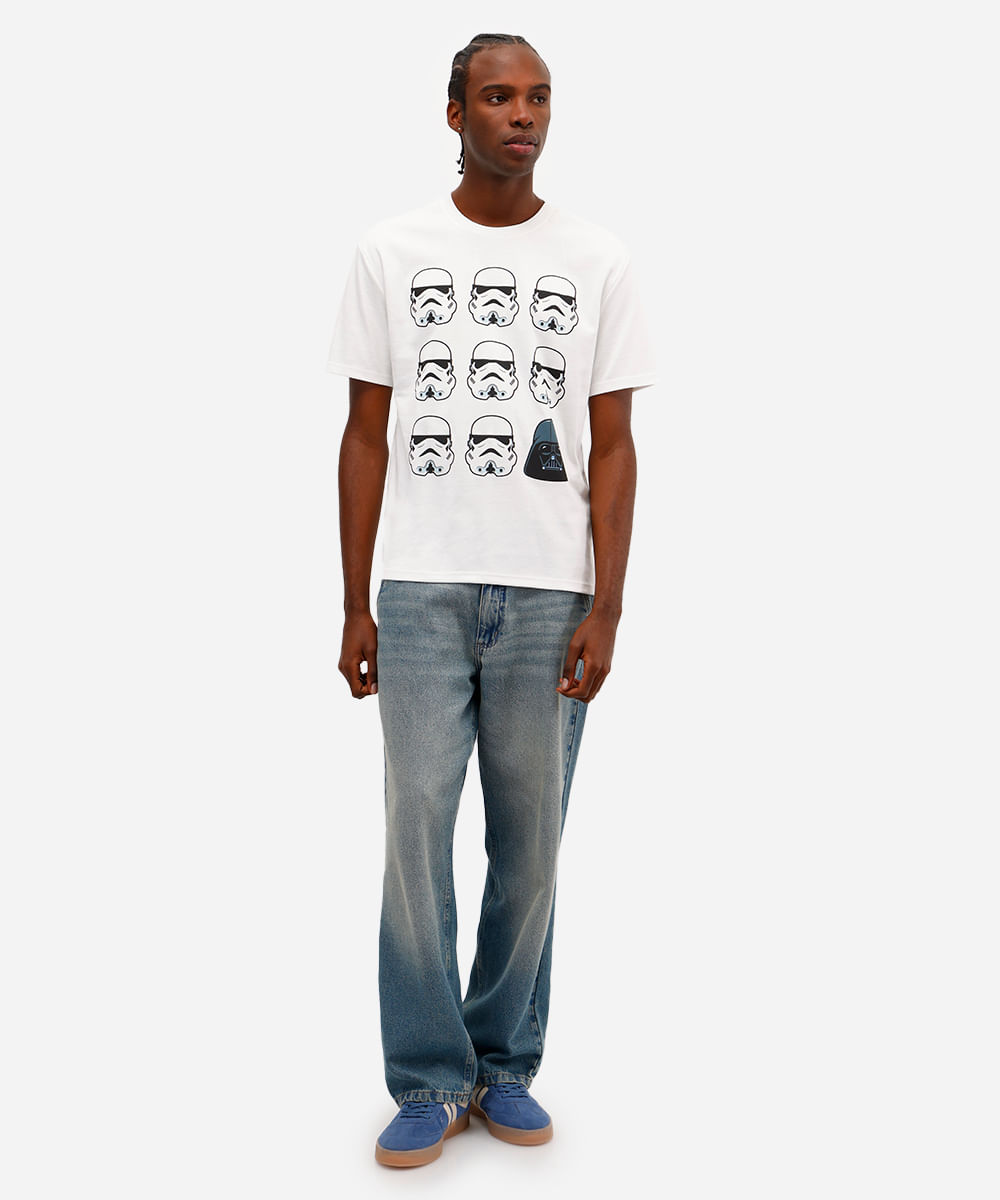 camiseta masculina manga curta star wars off white
