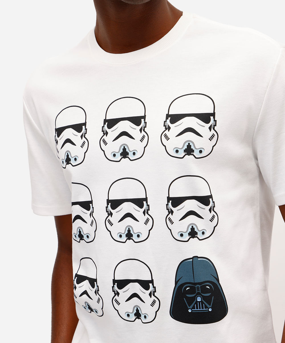 camiseta masculina manga curta star wars off white