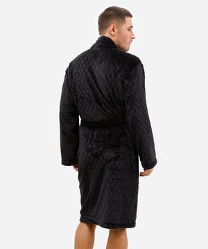 roupão masculino fleece geométrico preto