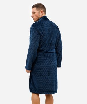 roupão masculino fleece geométrico azul