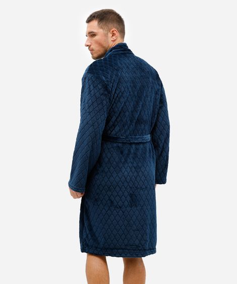 roupão masculino fleece geométrico azul