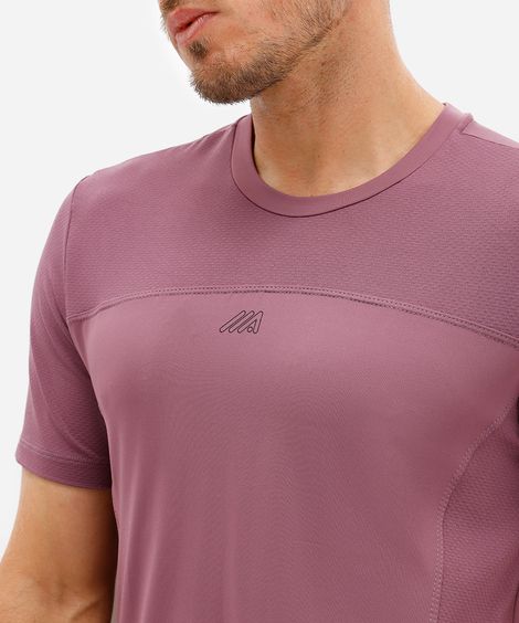 camiseta slim masculina manga curta com recortes esportiva lilás