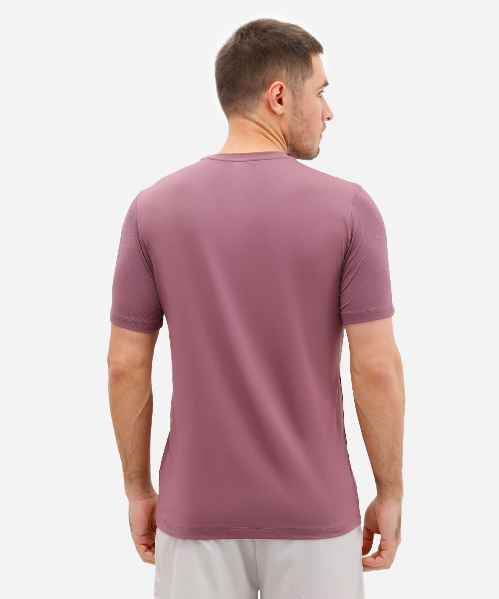 camiseta slim masculina manga curta com recortes esportiva ace lilás